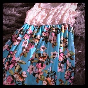 Floral aqua long dress